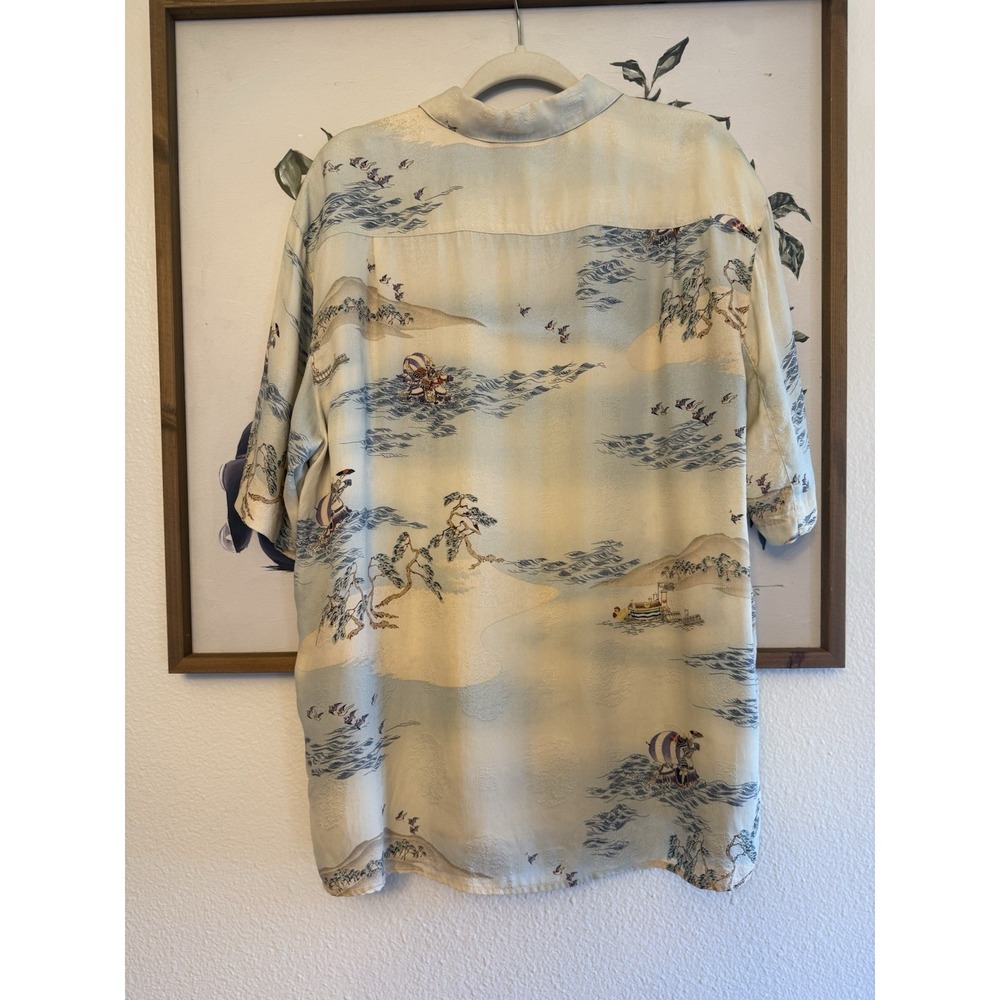 VTG Citron Santa Monica Men's Short Sleeve Silk Shirt – Cream & White Size L - Picture 5 of 8